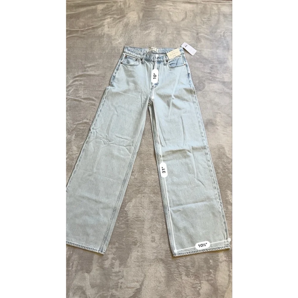 NEW Women's Abercrombie & Fitch Light Blue Wide Leg Jeans 24 - Picture 4 of 9